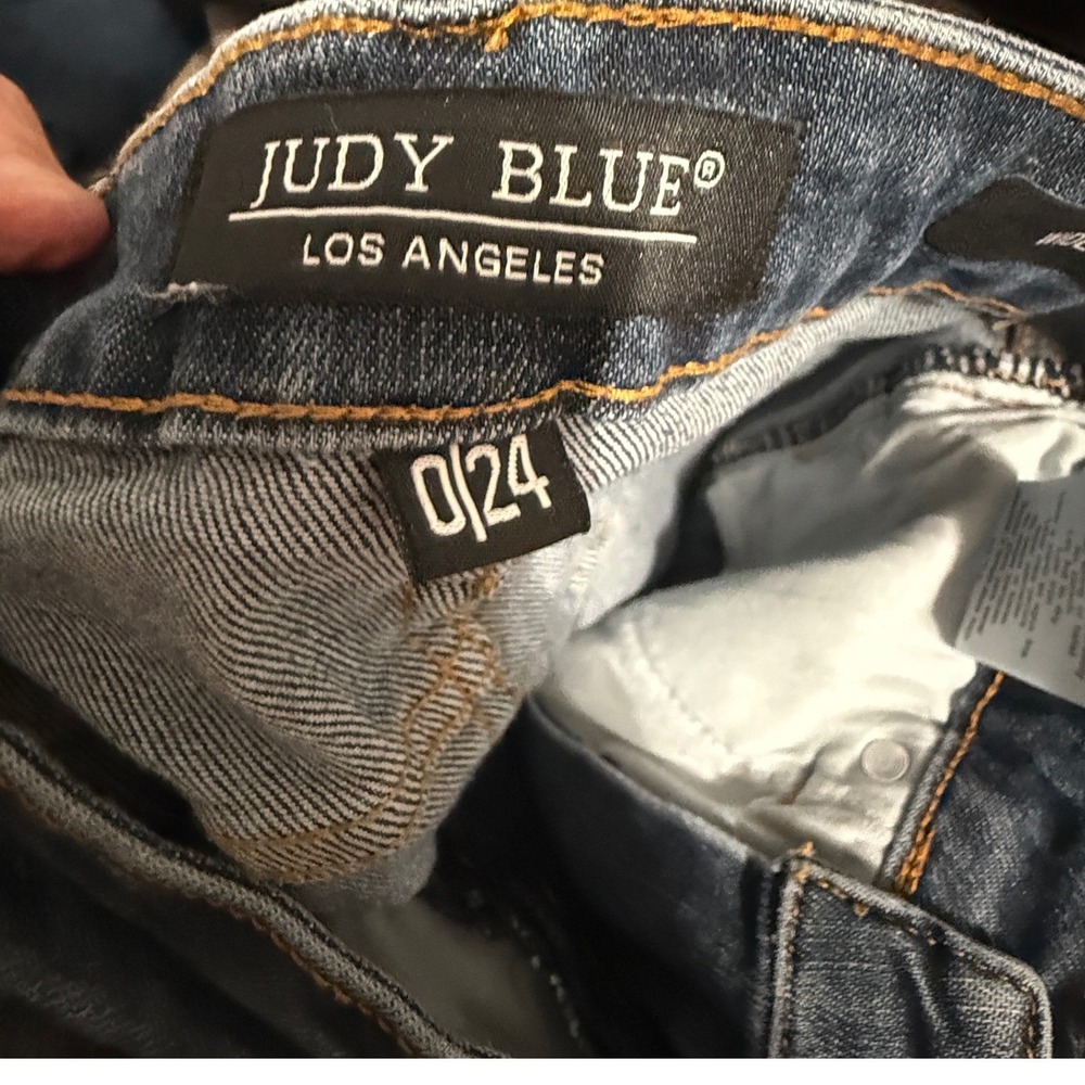 Judy Blue Wide Crop Jeans High Rise Stretch 0/24 Dark Blue Excellent JB88876 DK - Picture 4 of 5